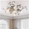 meibeileil Plafoniera Led Soffitto Di Stile Country,Lampadario Con Paralume In Vetro E Rose In Ceramica Rosa,Lampadari Dal Design Floreale Vintage Per Soggiorno Camera Da Letto Ristorante Corridoio