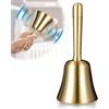 Udbrud Campanella a Mano, Campana con Maniglia, Dinner Bell, Campanello per Reception, Campanello da Tavolo, Metallo Campana di Servizio per Hotel Ristorante Decorazione Natalizia (Oro)