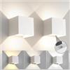 Mille Lucciole 2 Pezzi Applique da Parete Esterno/Interno Regolabile 3 Colori LED Cubo IP65 Impermeabile Applique da Esterno 6W Lampada da Esterno Parete Quadrata Angolo del Fascio Regolabile Moderne Bianco