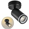 BOYIR Lampada Faretti da Soffitto LED Orientabili, Faretti da Parete Interno GU10 Nero, Moderna Plafoniera LED Faretti 1 Luce, Faretto da Parete Interno per Barra, Cameretta, Cucina, Senza Lampadina