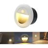 FWoche luci scale esterne con sensore movimento, 1.5W 3000K Lampada da parete rotonda da incasso con scatola da incasso 65mm, per Interno esterno scale giardino viale gradini, IP65 in Alu, Bianco