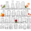 INFTYLE Set di 24 vasi in vetro, piccoli vasi per fiori, trasparenti, per centrotavola, mini vasi vintage per matrimoni, decorazione da tavolo per la casa