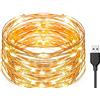 Exporee 20m ha condotto le luci della stringa 200 leds Usb alimentato, luci di filo di rame fata impermeabile per recinzione patio, albero da giardino, Natale, bianco caldo