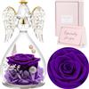 Sunia Rosa Eterna Regalo Donna, Rosa Stabilizzata Vera in Angel Cupola Regalo Mamma, Angelo Figurine di Vetro Regalo Nonna, Regalo Donna Compleanno, Regali Natale San Valentino Festa della Mamma