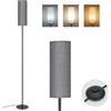 IPARTS EXPERT Lampade da Terra per Soggiorno, E27 Moderna LED Lampada a Stelo da Terra 3 Temperature Colore Lino Dimmerabile Interruttore a Tirante, Lettura, da Comodino, Camera da Letto (Grigio)
