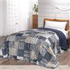 Delindo Lifestyle Copriletto patchwork Mellow Blue in stile vintage, 140 x 210 cm