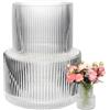 Runprism Vaso Vetro, Vaso Decorativo da Interno, Vasi Vetro Moderno, Vaso Vetro Trasparente, Vaso Centrotavola, Soggiorno, Camera da letto, libreria, Vaso per Decorazione Matrimonio (Transparente Bianco)