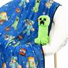 Jay Franco Cuscino Abbraccio Mini Peluche Minecraft Creeper & Plaid Morbido 130 x 150 - Set Coccole Bambini Super soffice 2 Pezzi