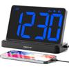 NOKLEAD Sveglia digitale - sveglia da comodino con con 5 suoni natura, dimmer, volume della sveglia regolabile, orologio digitale caricatore USB, ampio display LED da 6,5, snooze e 12/24 ore
