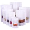 Gozmy Sacchetti Kraft con Finestra e Chiusura per Caffè, Caramelle, Noci, Dolci, Chicchi di Caffè, Foglie Tè - Bianco 10x15cm 100PZ