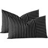 JOTOM Set di 2 Federe Cuscini 30x50cm Cuscini Decorativi Patchwork Strisce Bianco Nero Boho Copricuscino per Divano,Sedia e Camera da Letto (Bianco Nero)