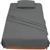 FARFALLAROSSA Set Lenzuola Una Piazza e Mezza 120x190/200 - Completo Letto 3 Pezzi Microfibra Premium - Lenzuolo Angoli, Sopra e Federa 50x80 - Grigio Scuro