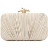 Syrads Pochette Borsa per Donna Borsa Da Sera Pochette Plissettato con Catena per Festa di Nozze,Oro