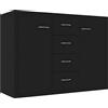 vidaXL Credenza Minimalista con Ante e Cassetti Robusta Elegante Madia Armadietto Cassettiera Arredo Casa Nera 88x30x65 cm in Truciolato