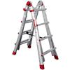 Faraone - TELES.T4, Scala telescopica in alluminio, 130 x 53 x 20 cm, 8 + 8 gradini, multiuso, altezza regolabile, molto resistente e stabile, stabilizzatori inclusi