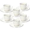Tognana Fascetta Platino, confezione 6 tazze caffè con piattino, porcellana, bianco