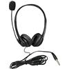 Fiauli Cuffie da lavoro, cuffie cablate con effetti sonori compatibili HD con cancellazione del rumore, cuffie over-ear cablate regolabili da 3,5 mm con microfono per ufficio camionista Nero