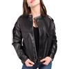 QUEEN HELENA Giacca di Pelle Leggera Giacchetta Biker Giubbino Corto Casual Donna Y4007 (IT, Testo, L, Regular, Regular, Nero)