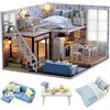 Cuteroom Modello Blue Times Kit fai da te per casa delle bambole in legno, fatta a mano, in miniatura, con luci a LED