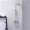 Mariner Linea sistema doccia con termostato, doccetta ad asta di metallo e soffione doccia in acciaio inox squadrato, WLS5301-OB, Kobra; Linea; Otto; Quadra oro spazzolato [Rubinetteria Bagno > Colonne Doccia]