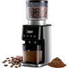 La Moustache - Macinacaffè Elettrico Regolabile【51 Livelli di Macinatura】165W, Coffee Grinder Professionale in Acciaio Inox con Meccanismo Conico per 12 Tazze/Shot/Tempo (GrindMaster Silver)