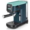 Ariete 1399 Macchina da caffè espresso Light Aquamarine, Per polvere e cialde ESE, 1300 W, Capacità 1,1L, 15 bar di pressione, Filtro 1, 2 tazze e cialda ESE, Cappuccino, Verde