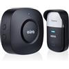 EURA Campanello senza fili EURA WDP-52A3 - cinetico, senza batteria, ampliabile, 230 V CA, 38 melodie, portata fino a 200 m, IP55, portanome - nero