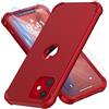 ORETECH Cover Compatibile con iPhone 12 Mini 5,4 Pollice, Custodia iPhone 12 Mini, [2 x Pellicola Protettiva Vetro Temperato] Antiurto Protettiva Sottile Hard PC Soft Silicone iPhone 12 Mini - Rosso