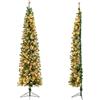 COSTWAY Albero di Natale 210 CM con Luci LED Incorporate, Albero Artificiale Metà con 403 Rami e Base Pieghevole in Metallo, Albero di Natale Mezzo con Foglie in PVC e Aghi di Pino