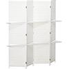 HOMCOM Paravento interno 4 pannelli 181 x 180 H cm 2 ripiani pieghevoli divisorio legno di pino bambù fibre di carta intrecciata bianco paglia