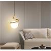 THisga LED Globo di vetro Lampada a sospensione Minimalismo Nordico camera da letto Comodino Luce a sospensione Luce a soffitto Luce calda 3000K soggiorno cucina,D'oro