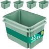 BAKAJI Set 4 Contenitori per Vesiti in Plastica con Ruote, Portaoggetti Impilabile per Stoccaggio Vestiti, Scatole per armadio, Giocattoli, Libri, Salvaspazio, SENZA COPERCHIO (4 x 45 Lt Verde)