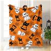 Hixingo Coperta Flanella con Stampa Zucca Fantasma di Halloween, Coperte Divano Coperte Letto Single Matrimoniale, Coperta Pile Inverno Morbida e Calda, Regali di Halloween (Arancione,100x150cm)