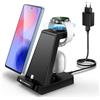 seacosmo Stazione di Ricarica per Samsung 3 in 1, Caricatore per A17/A16/A15/A55/A25/A54, Caricabatterie per Galaxy Watch 8/7/6/5 Pro/4/3, Supporto di Ricarica per Galaxy Buds