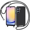 AOMYKE Cover per Samsung Galaxy A25 5G con Cordino, Custodia con Laccio Collana Tracolla Collo Liquido Silicone Antiurto TPU Antiurto AntiGraffio Case - Nero