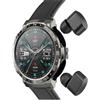 POCHY Smart Watch Combo Auricolari Bluetooth integrati, 2 in 1, cancellazione del Rumore, cardiofrequenzimetro, monitoraggio del Sonno, Controllo della Musica, Vari quadranti, Fitness Tracker Rotondo