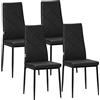 HOMCOM Set di 4 Sedie da Pranzo con Schienale Alto, Sedie Moderne in Finta Pelle e Acciaio per Cucina e Salotto, 41x50x97cm, Nero