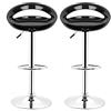 RELOVE Pack 2 sgabelli con Base in Cromo e Seduta Rotonda, ABS，Sgabelli Bar Cucina Design Moderno Base in Acciaio-Nero -2pc