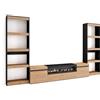 Skraut Home | Mobile Soggiorno TV | Parete Attrezzata Soggiorno | 320x186x35cm | Per TV fino a 80 | Camino elettrico | Stile moderno | Rovere e nero