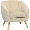 Totò Piccinni Poltroncina PILAR in Velluto imbottito con braccioli e piedini in legno (Velluto Beige, Poltrona)