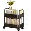 Cpaps Carrello Cucina Salvaspazio 2 Livelli Carrello Rotante con Ruote, Scaffale per Libreria Mobile, Carrello Rotante di Utilità Organizzatore Multifunzionale per Cucina, Camera da Letto (Nero)