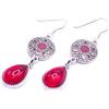 NILUXE DESIGN-Orecchini donna stile bohemien in argento thailandese con cristallo rosso a forma di goccia - Orecchini pendenti lunghi donna - Orecchini boho - Belli da indossare (Orecchini)