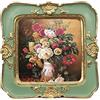 WINPLUS+ Cornici per foto vintage, 7,6 x 7,6 cm, lussuose cornici antiche con decorazione floreale in rilievo dorata, decorazione in stile retrò, da parete e da tavolo, galleria d'arte (3 x 3 verde)