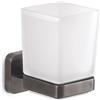 Gedy Tonga Porta Spazzolini Bagno da Muro, Finitura Oro Opaco, Fissaggio con Viti o Adesivo, Portaspazzolini da Bagno in Acciaio Inox e Cromall, Contenitore in Vetro Satinato, Porta Spazzolino da Muro