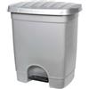 DRW Pattumiera a pedale grigio argento da 35 litri 40 x 33 x 47 cm