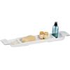 Relaxdays Vassoio per la Vasca da Bagno, Allungabile 55,5-78 cm, Plastica, Ripiano Fori per Drenaggio dell'Acqua, Bianco