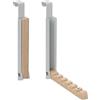 Relaxdays Appendiabiti da Porta Pieghevole, 6 Ganci per Appendere Grucce, per Porte Spesse 2 cm, Metallo e Legno, Grigio