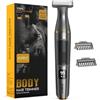 Kibiy Bodygroom - Rasoio intimo uomo per viso, corpo e zona intima con indicatore LED, IPX7, impermeabile per il corpo da uomo, ricaricabile di tipo C, viene fornito con due pettini guida
