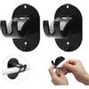TNSLAND 2 Pezzi Ganci per Tende Senza Bucare, Ganci Adesivi per Tende, Ganci Adesivi Tenda, Asta per Tende Senza Forare per Bagno, Cucina, Camera da Letto, Nero