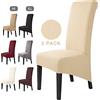 BalladHome Coprisedie Fodere per sedie XL con Schienale 2 pezzi Rimovibile Lavabile Coprisedili per sedie da pranzo Coprisedia elasticizzata per sala da pranzo, Casa, Nozze Decor (Beige, 2Pezzi)-XL
